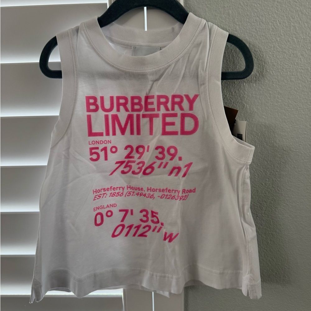 Brand new with tags Burberry White and Pink Graphic Tank Top kids size 6